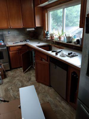 Cabinet work / farm house sink install/ butcher block counter top