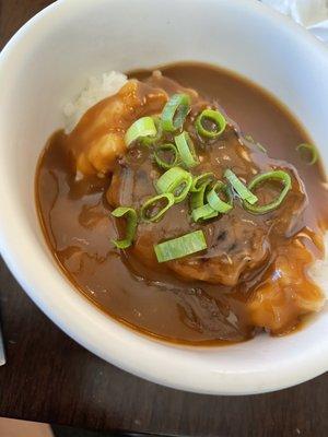 Hamburger steak (loco moco sans egg)