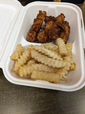 Chicken tenders basket. $8.80 and you can add a drink for $1.20.