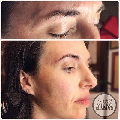 First session microblading. Scar cover up.