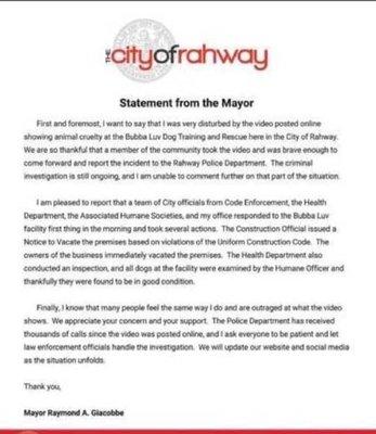 Statement from Mayor