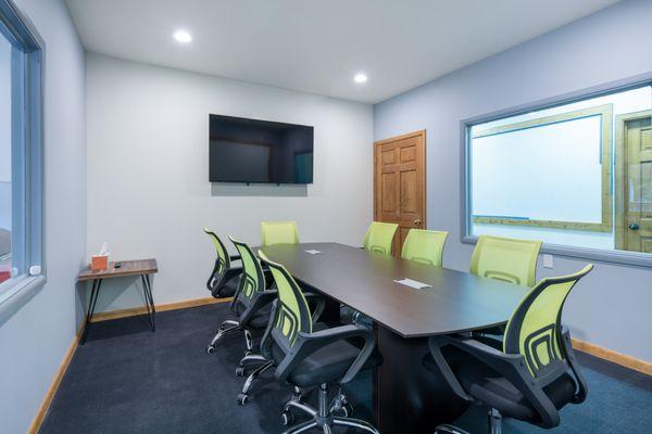 We use our conference room daily to meet with clients, share ideas and work together to edit, debate and review ideas together.