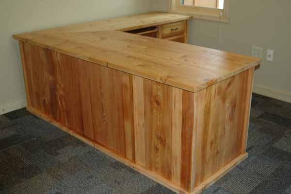 Custom L-shape desk, reclaimed wood