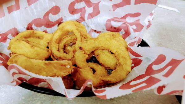 French-fried onion rings done perfectly.