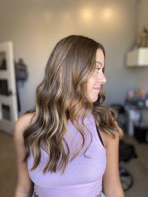 Balayage on natural brunette hair