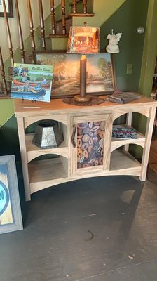 Wormy maple with agate stone door buffet