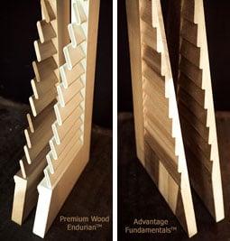 Comparison of Timberlane Custom Shutters: Endurian, Premium Wood, Advantage, Fundamentals.