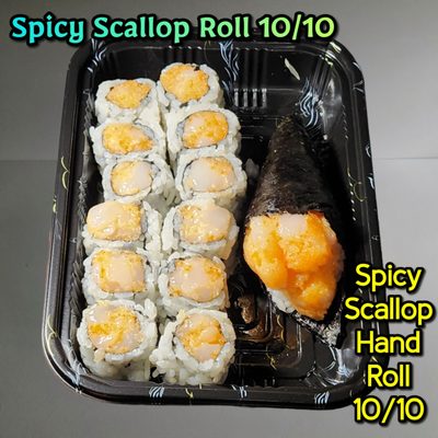 Spicy Scallop Roll and hand roll