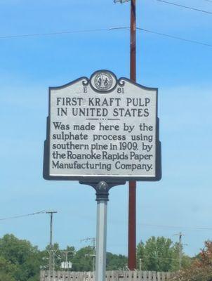 First Kraft Pulp Historical Marker, Roanoke Rapids NC