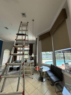 High ceiling light fixture replacement installation