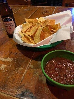 Chips and salsa and a cerveza!