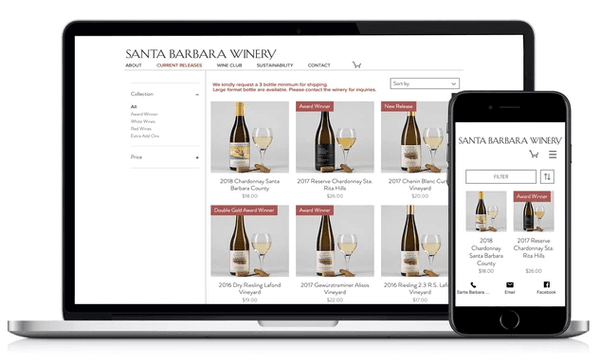 E-commerce website design for winery