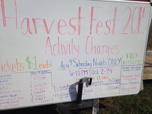 Harvest fest prices