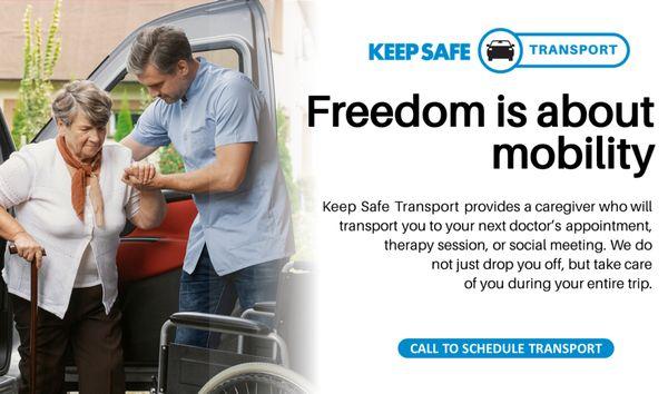 You need a caregiver to take you to medical appointments or therapy? Keep Safe Care offers a transport service for seniors