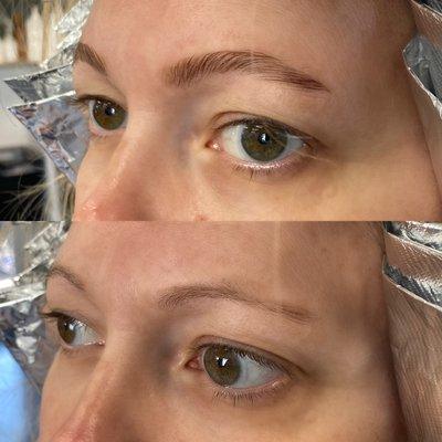 Brow tint and lamination