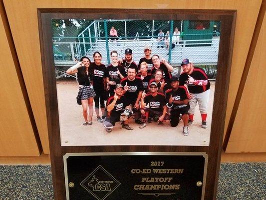 We are proud of our Championship softball team! We love sponsoring locally.