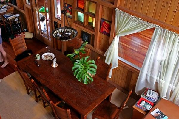 Main House - view of dining room table from loft bed