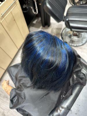 blue highlights