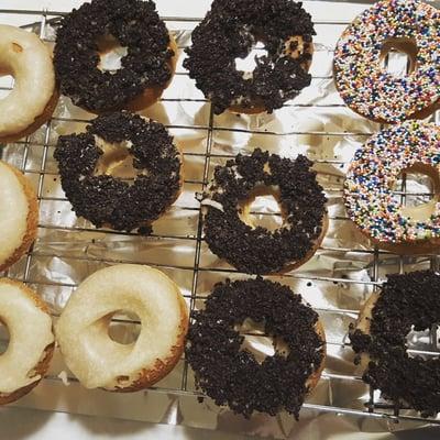 Vanilla Ice, Cream n Cookies, Birthday Cake made from scratch vegan gf doughnuts.