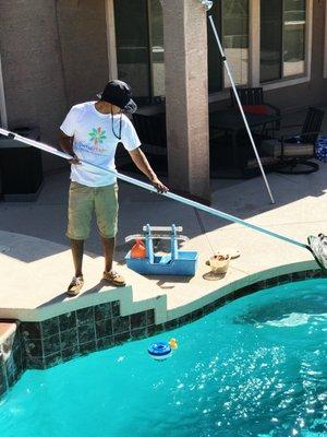 Swimhappy Pool Care Professional - Daniel Reyes - Weekly skimming of customer's pool.