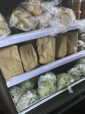 Assortments of bagged veggies and mushrooms