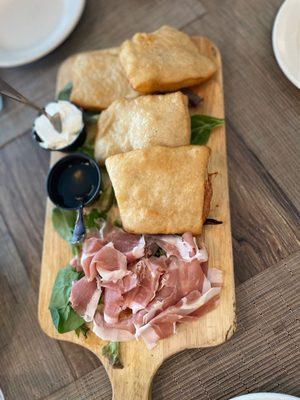 Coccoli with Stracchino and Prosciutto di Parma