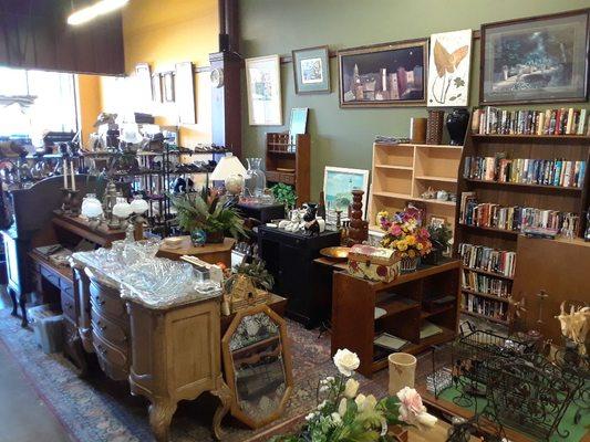 Great selection of furniture and books.