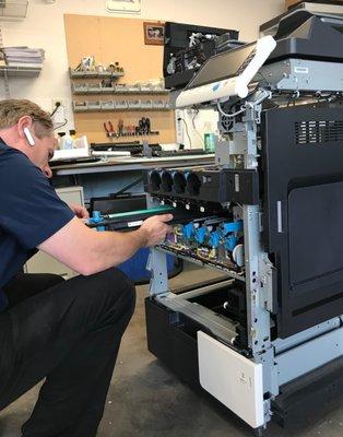 Gutting the copier before cleaning