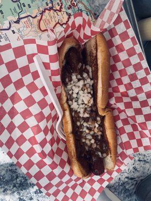 10/10 foot long chili dog.