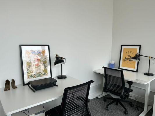 Standing desks in a beautiful clean office space in Logan Square