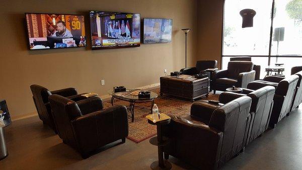 Bring your own beverage and enjoy state of the art 4K smart TVs including a 70 inch centerpiece.