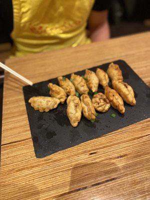 Fried beef dumplings made from scratch.