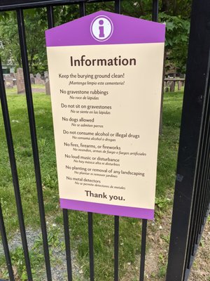 Rules of the Ancient Burying Ground, Hartford