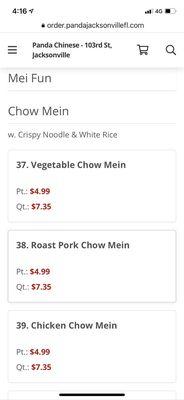 Not chicken chow main like I order.