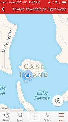 In a small community of Case Island in Fenton, Mi.