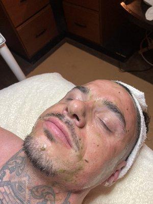 One of my clients getting blueberry  face peel