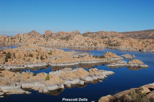 Prescott Dells is located on the north side of Prescott. It's a beautiful array of boulders surrounding a lake...