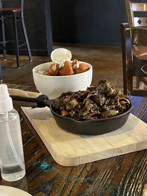 Roasted Sprouts and Buffalo cauliflower