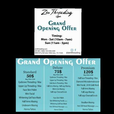 This is packages of our grand opening offers!