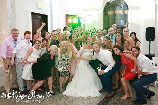 A fun party shot after the wedding - at the Decatur Courthouse - the Marble Room is just perfect for a great wedding dance party!