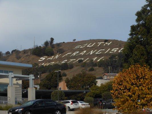 view of the South San Francisco sign from the school