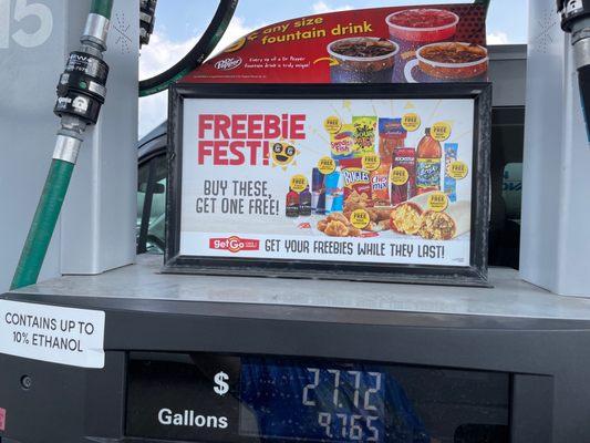 Ad at pump for Freebie Fest