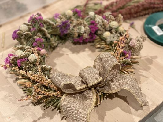 Dried wreaths and swags