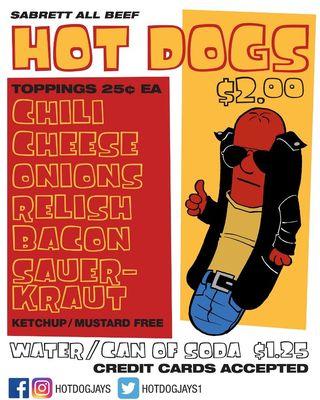 Hot Dog Jay's menu