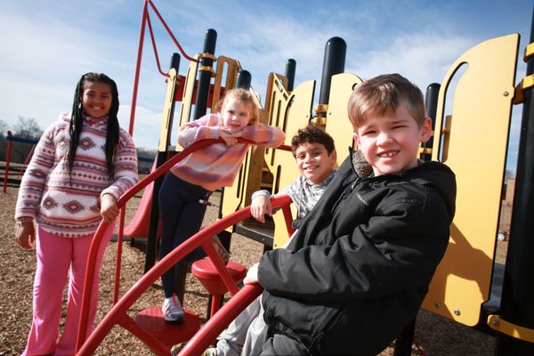 Students enjoying the playground at Mayo Elementary School