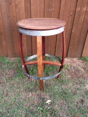 Wine barrel head side table