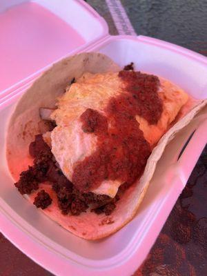 Breakfast taco with chorizo