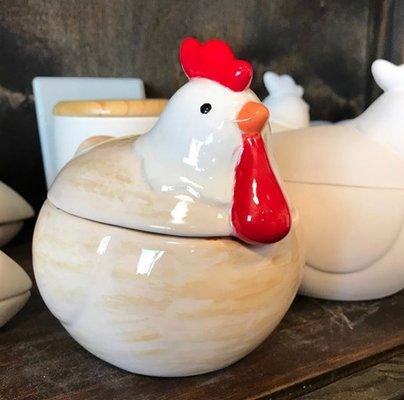 Cute little chicken our newest staff member just painted - use it as a sugar bowl!