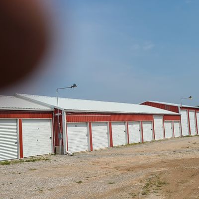 Exposed fastener steel roof on storage units