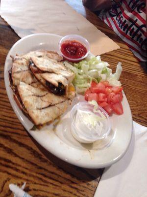 Quesadilla with just onions and peppers (my friend is picky)